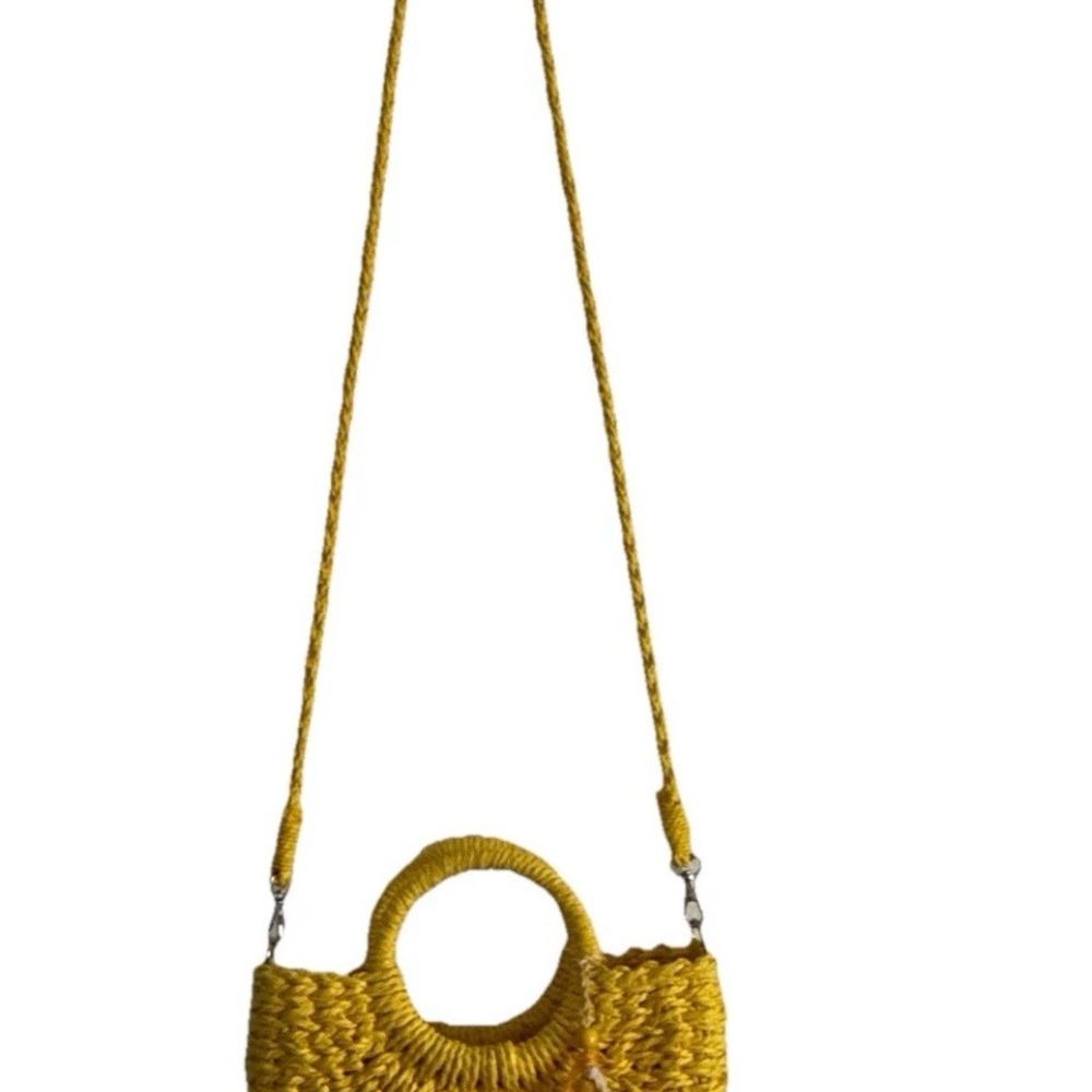 Most Wanted USA Top Handle Straw Crossbody Small Bag in Yellow - Picture 4 of 9